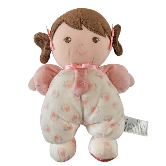 Baby Starters Brunette Plush Doll 10" Floral Pajamas Soft Baby Girl Stuffed Toy - Picture 5 of 8
